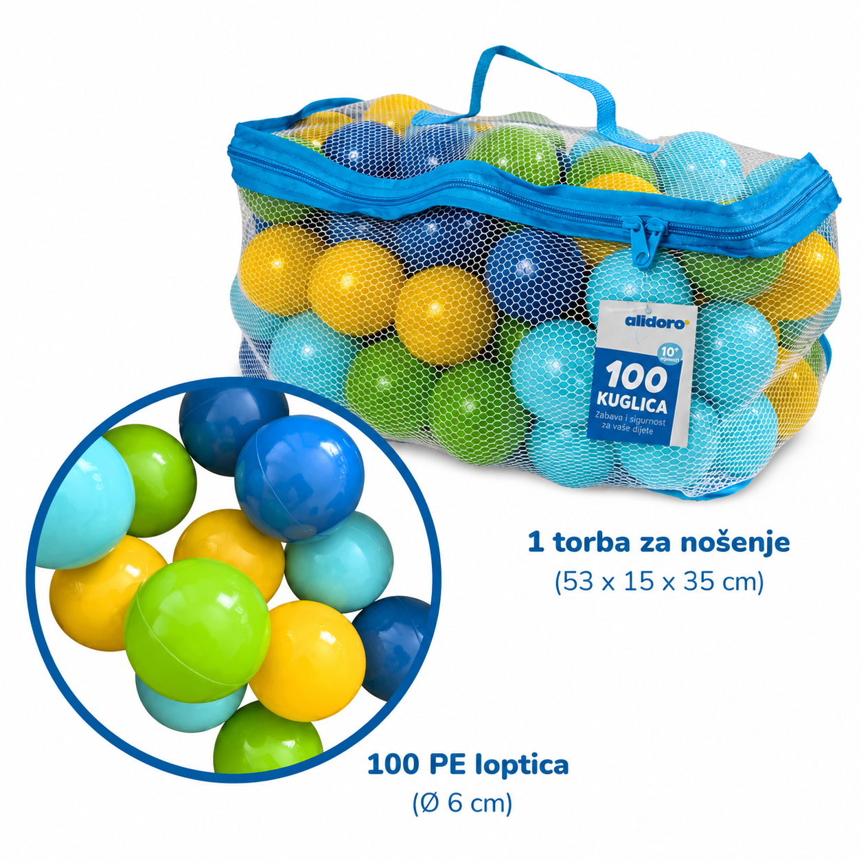 Set od 100 šarenih loptica