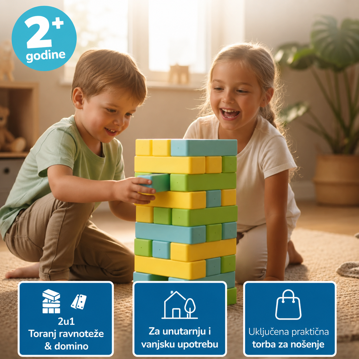 2 u 1 XXL toranj za balansiranje i domino